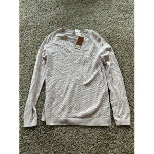 Sonoma Womens Long Sleeve Crew Neck Light Pink Shirt Round Neck Size XS